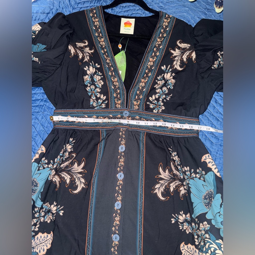 Farm Rio NEW Blossom Tapestry Black Midi Dress - Picture 3 of 15